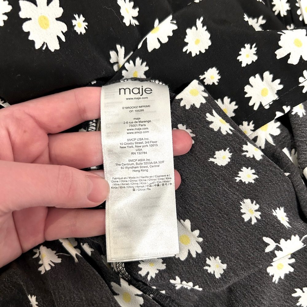 SOLD - Maje Daisy Floral Print Pleated Long Sleeve Crepe Mini
Dress - Picture 10 of 14